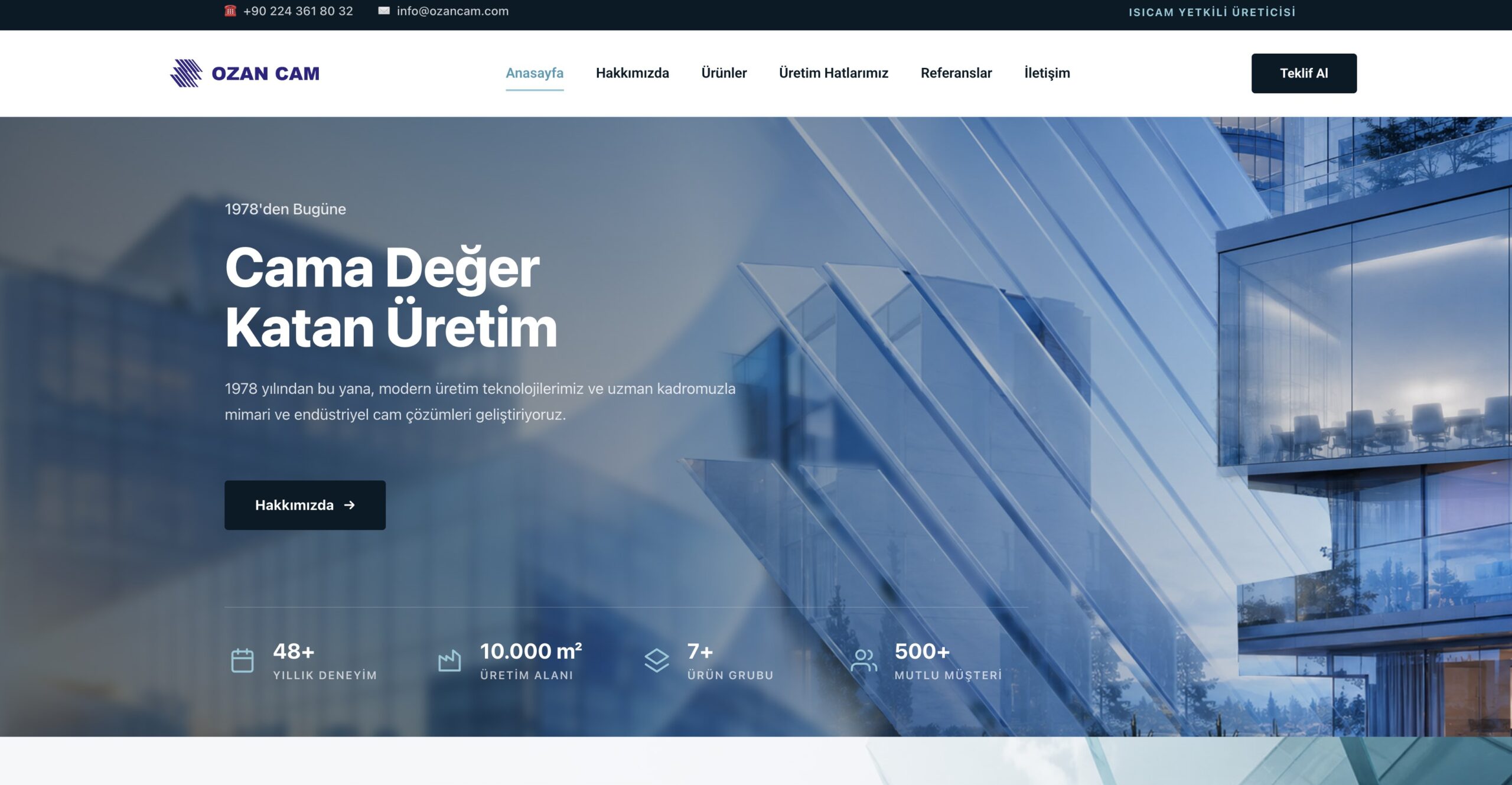 Ozan Cam - Kurumsal Web projesi görseli